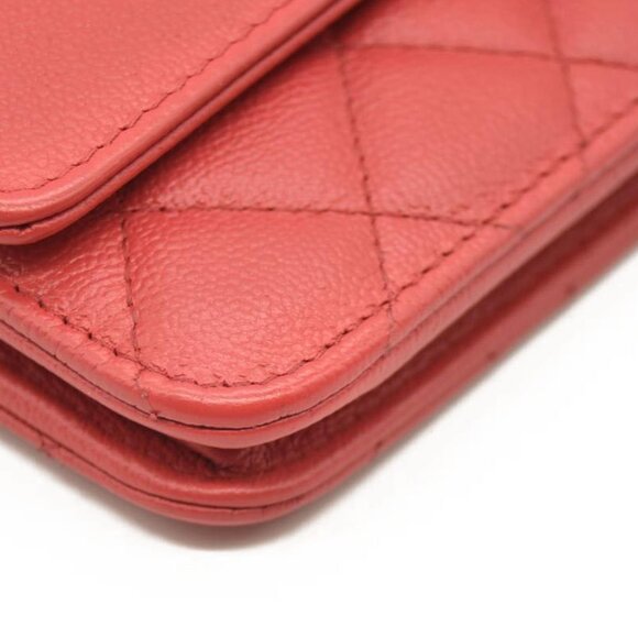 CHANEL Grained Calfskin Quilted CC Box Wallet On Chain WOC Red 27* - Picture 5 of 16